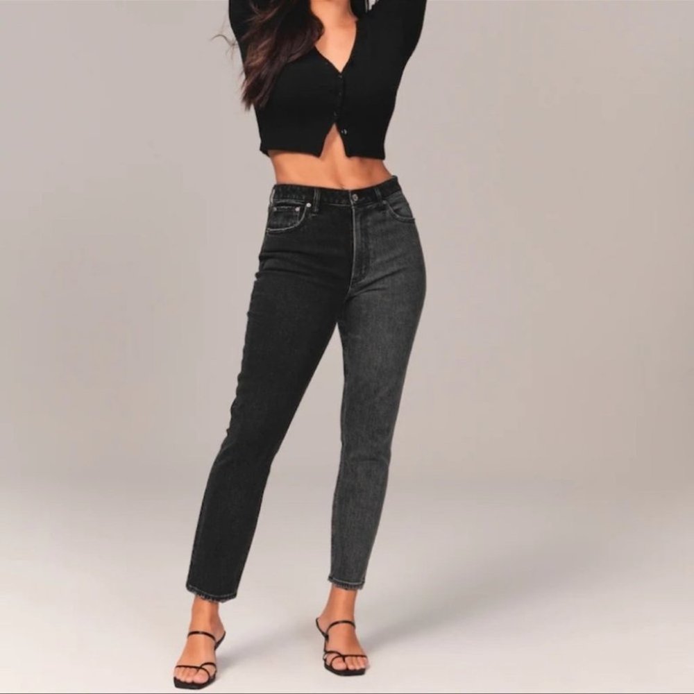 Abercrombie & Fitch Two Toned, Color Block Curve Love Skinny High Rise Jeans 25
